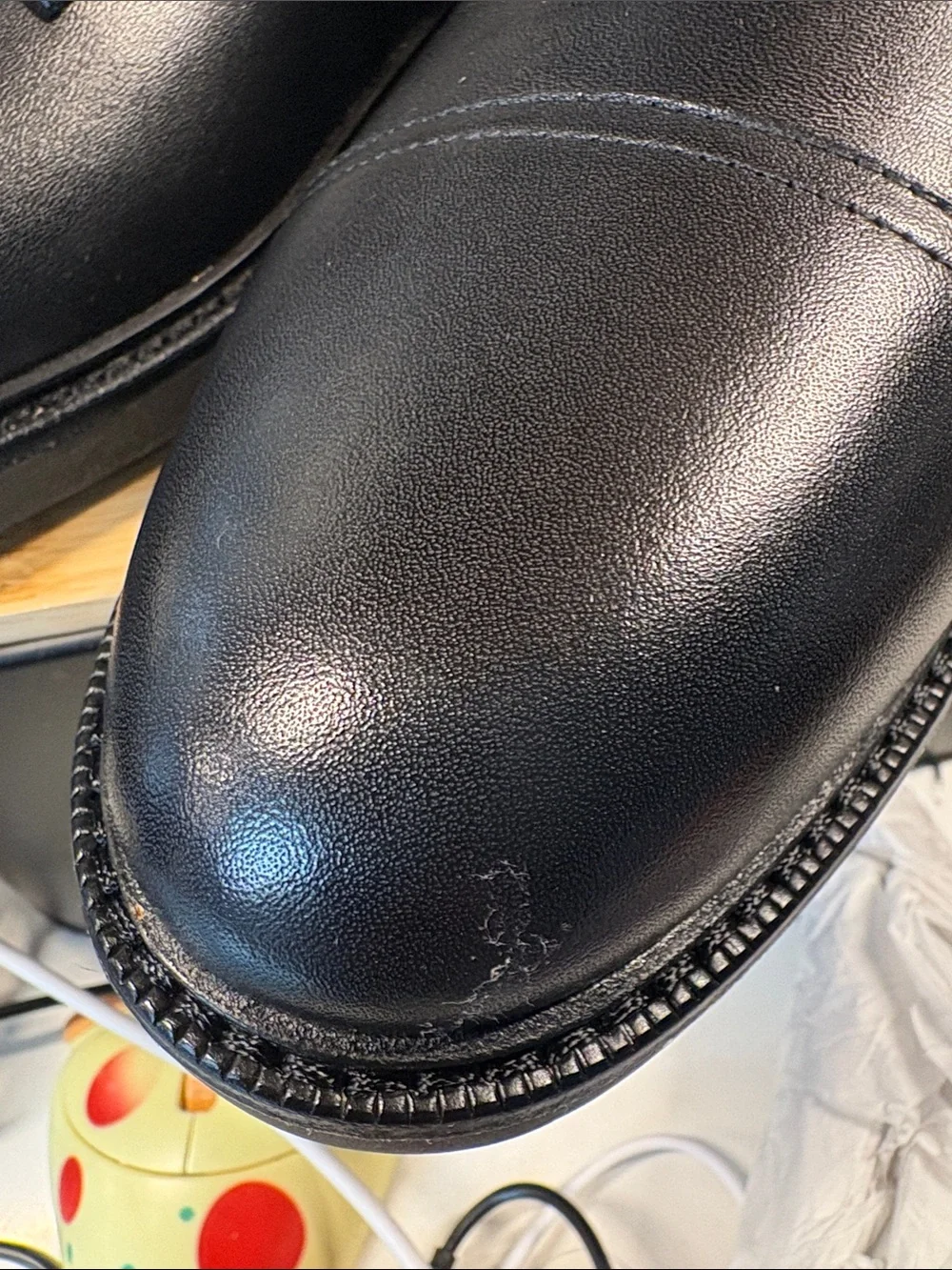 Polo by Ralph Lauren Black Leather Cap-Toe Derby